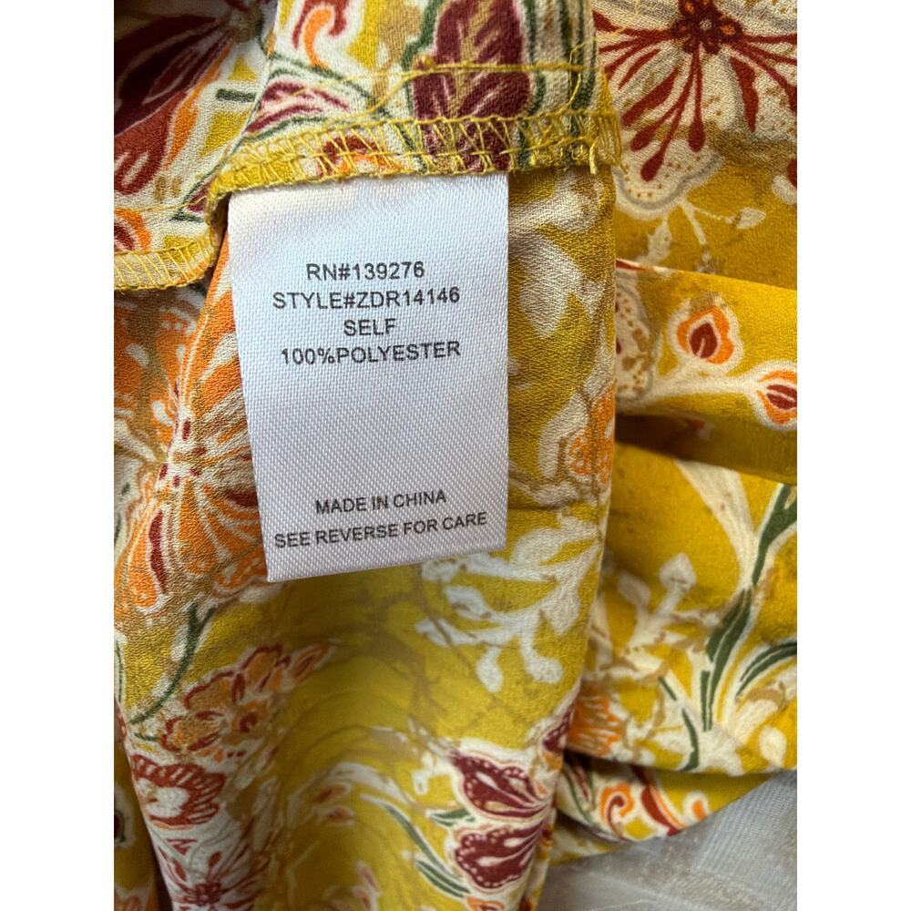 DR2 by Daniel Rainn Yellow Floral Split V-Neck Blouse, XXL - Picture 7 of 7